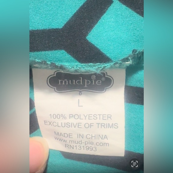 Women’s Mudpie green tunic patterned quarter sleeve blouse size large - Picture 4 of 4